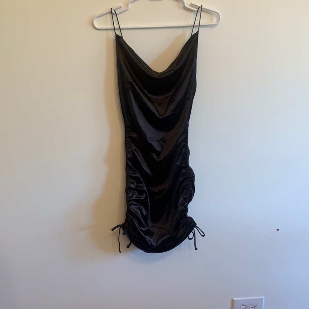 H&M Black satin mini dress. Size: XS